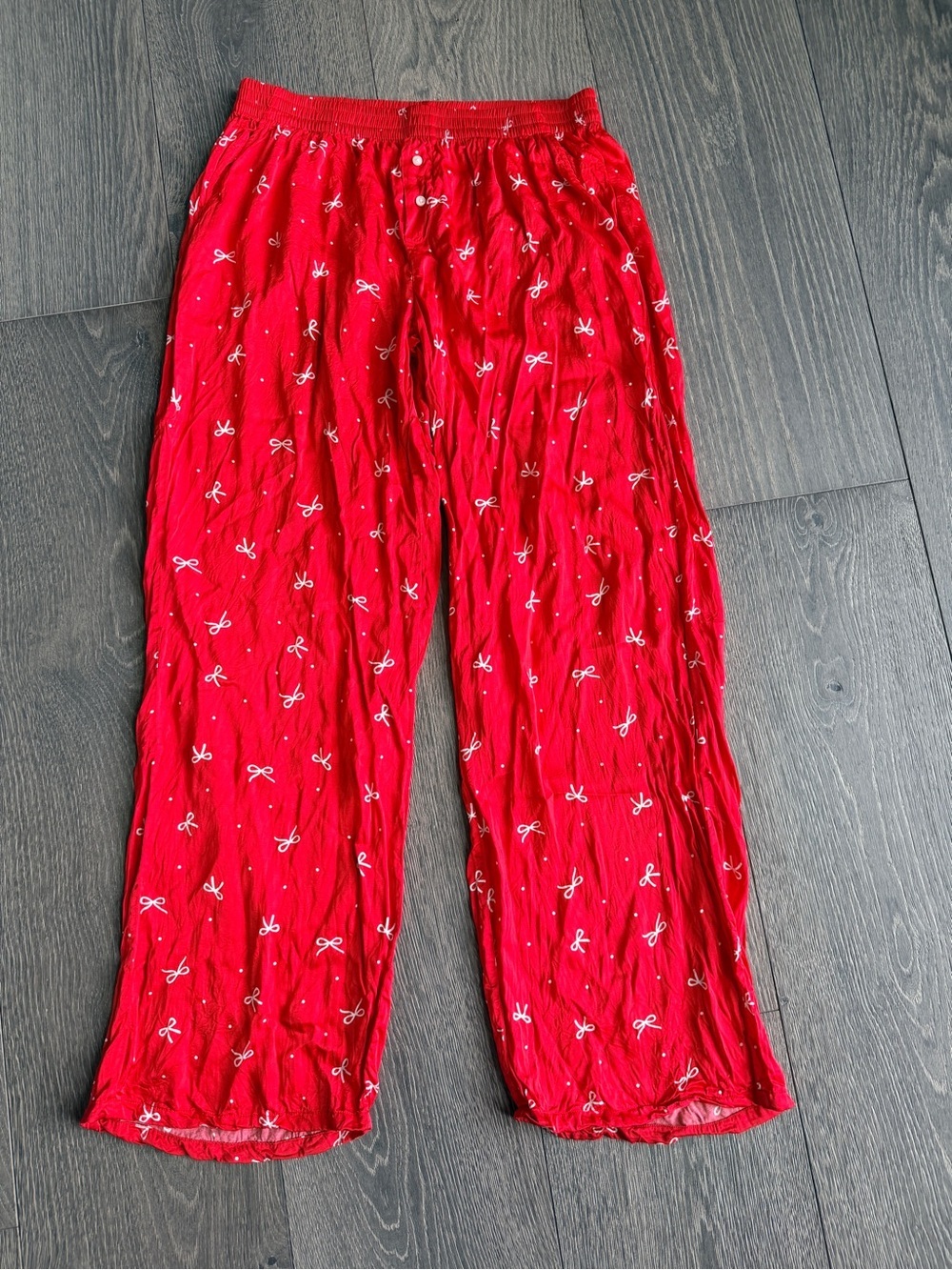 Aerie Bow Print Pajama Pants in Red Size Small